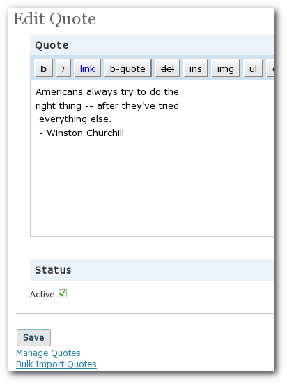Quartz WordPress Plugin - Edit Quote