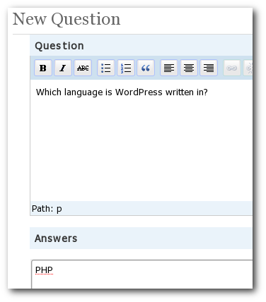 Quizzin WordPress Plugin - New Question