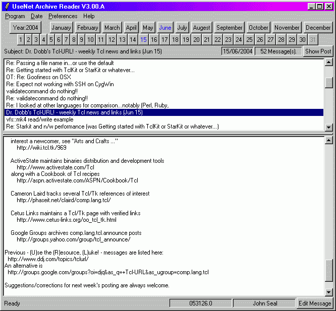 ScreenShot of UseNet Archive Reader V 3.00.1